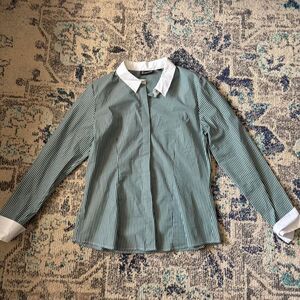 7th Avenue Design Studio blouse Women's Green and Blue Blouse
